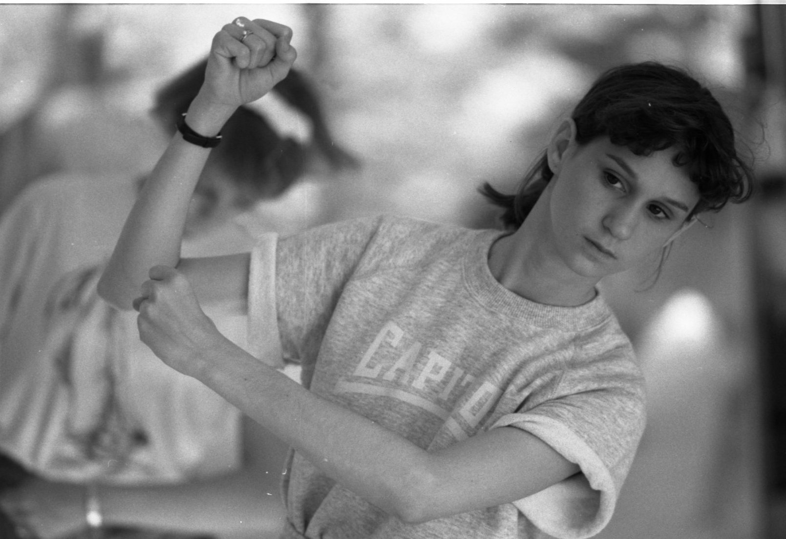 Laura Galt performing mime for OSAI in 1984.